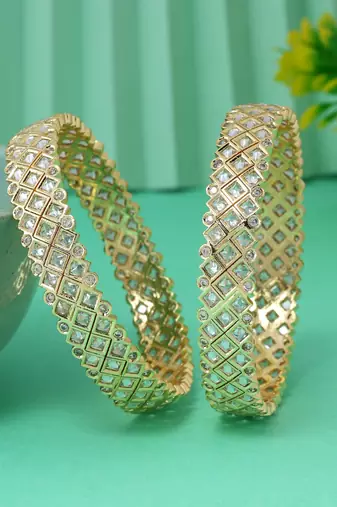 Gold color american diamond bangle size: 2.6