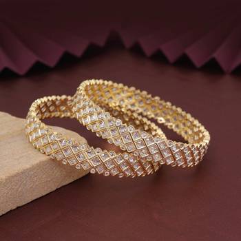 Gold color american diamond bangle size: 2.6 2