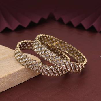 Gold color american diamond bangle size: 2.6 1