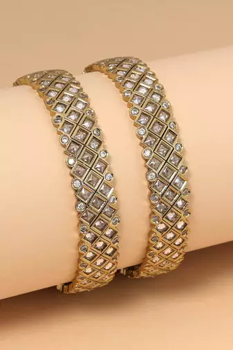 Gold color american diamond bangle size: 2.6