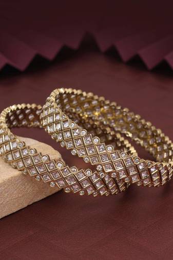 Gold color american diamond bangle size: 2.8