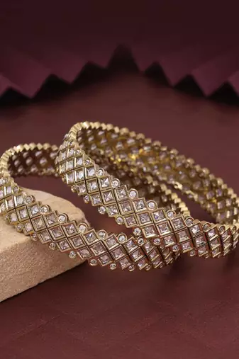 Gold color american diamond bangle size: 2.8