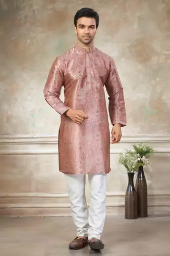 Pink colour cotton with embroidery work kurta payjama menswear collections