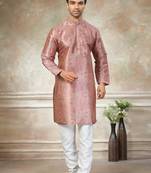 Pink colour cotton with embroidery work kurta payjama menswear collections