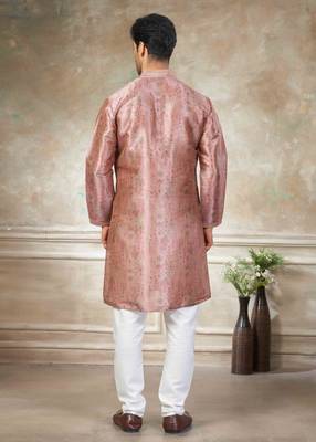 Pink colour cotton with embroidery work kurta payjama menswear collections 2