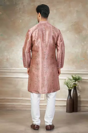 Pink colour cotton with embroidery work kurta payjama menswear collections