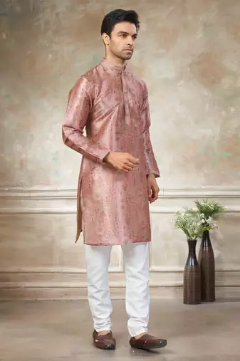Pink colour cotton with embroidery work kurta payjama menswear collections