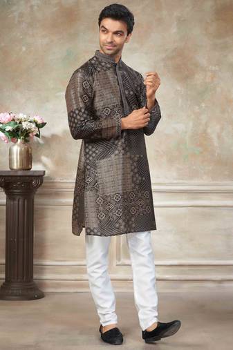 Black colour cotton with embroidery work kurta payjama menswear collections