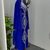 Blue Embroidered Moroccan Stitched Kaftan with Silver Thread Work & Waist Belt