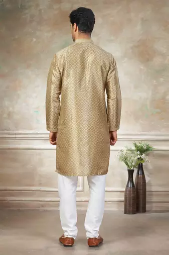 Cream colour cotton with embroidery work kurta payjama menswear collections