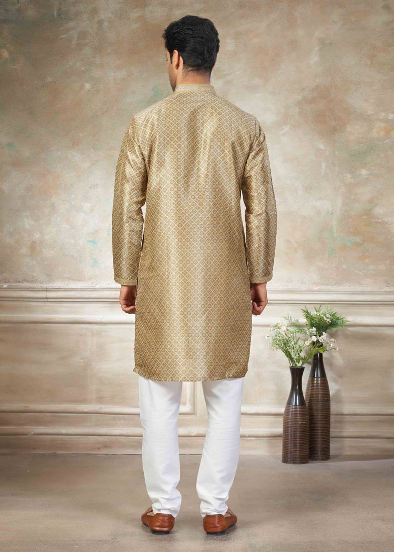 Cream colour cotton with embroidery work kurta payjama menswear collections