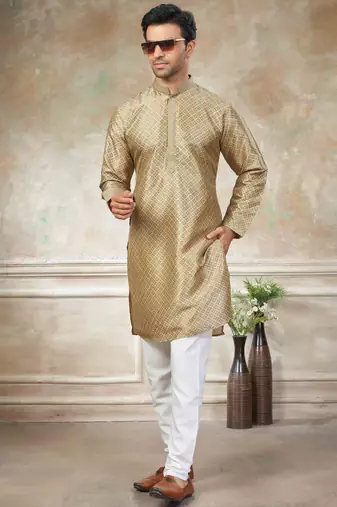 Cream colour cotton with embroidery work kurta payjama menswear collections