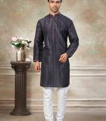 Dark blue colour cotton with embroidery work kurta payjama menswear collections