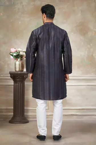 Dark blue colour cotton with embroidery work kurta payjama menswear collections