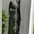 Dark Green Moroccan Stitched Kaftan with Silver Embroidery and Matching Dupatta