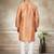Orange colour cotton with embroidery work kurta payjama menswear collections