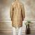 Gold colour cotton with embroidery work kurta payjama menswear collections