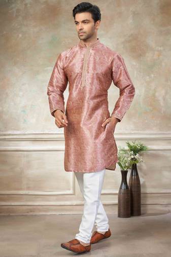 Pink colour cotton with embroidery work kurta payjama menswear collections