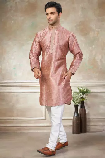 Pink colour cotton with embroidery work kurta payjama menswear collections