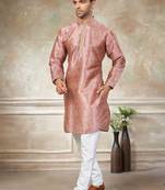 Pink colour cotton with embroidery work kurta payjama menswear collections