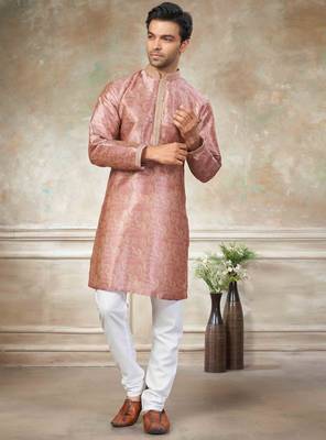 Pink colour cotton with embroidery work kurta payjama menswear collections 2