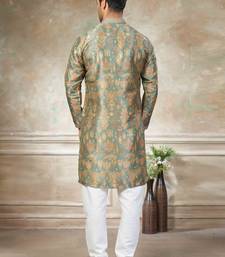 Green colour cotton with embroidery work kurta payjama menswear collections