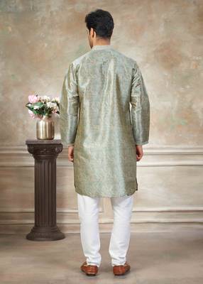Green colour cotton with embroidery work kurta payjama menswear collections 2