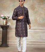 Black colour cotton with embroidery work kurta payjama menswear collections