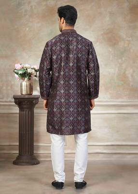 Black colour cotton with embroidery work kurta payjama menswear  2