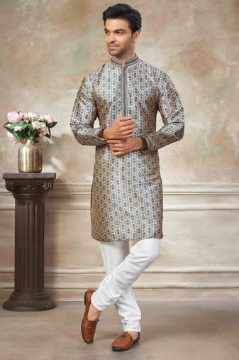 Teal blue colour cotton with embroidery work kurta payjama menswear collections