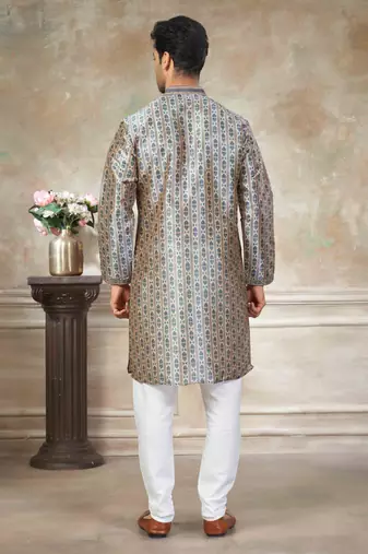 Teal blue colour cotton with embroidery work kurta payjama menswear collections