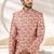 Cream printed art banarasi fabric sherwani for men