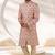Cream printed art banarasi fabric sherwani for men