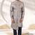 Grey printed art banarasi fabric sherwani for men
