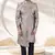 grey printed art banarasi fabric sherwani for men