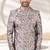 Grey printed art banarasi fabric sherwani for men