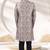 Grey printed art banarasi fabric sherwani for men