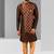 Brown plain & priinted art silk indo western for men