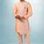 Peach plain & priinted art silk indo western for men
