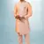 peach plain & priinted art silk sherwani for men