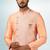 Peach plain & priinted art silk indo western for men