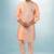 Peach plain & priinted art silk indo western for men