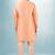 Peach plain & priinted art silk indo western for men