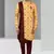 maroon - yellow plain & priinted art silk sherwani for men