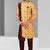 Maroon - yellow plain & priinted art silk indo western for men