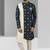 Cream-blue plain & priinted art silk indo western for men