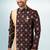 Beige-brown plain & priinted art silk indo western for men