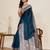 blue satin art silk designer gala border saree with rich minakari & jari weaving + blouse piece