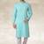 Sea blue printed cotton fabric straight kurta for men