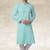 Sea blue printed cotton fabric straight kurta for men